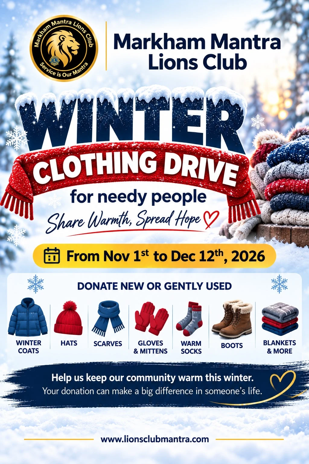 Winter Clothing Drive poster